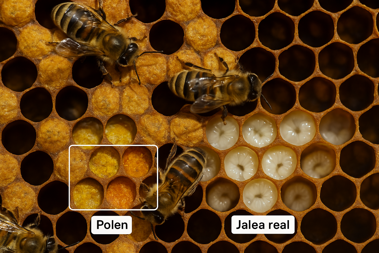 Fase 4: Alimentación larval con jalea real y polen